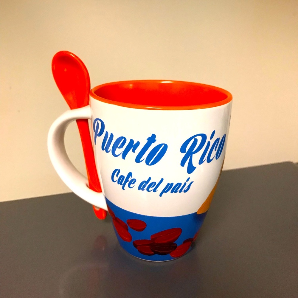 Del Pais Coffee-Puerto Rico Coffee Shop Cup with Spoon